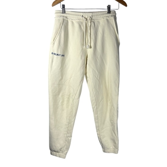 Helmut Lang Cream Jogger Pants with Logo Side Panel for Men Small - Picture 1 of 9